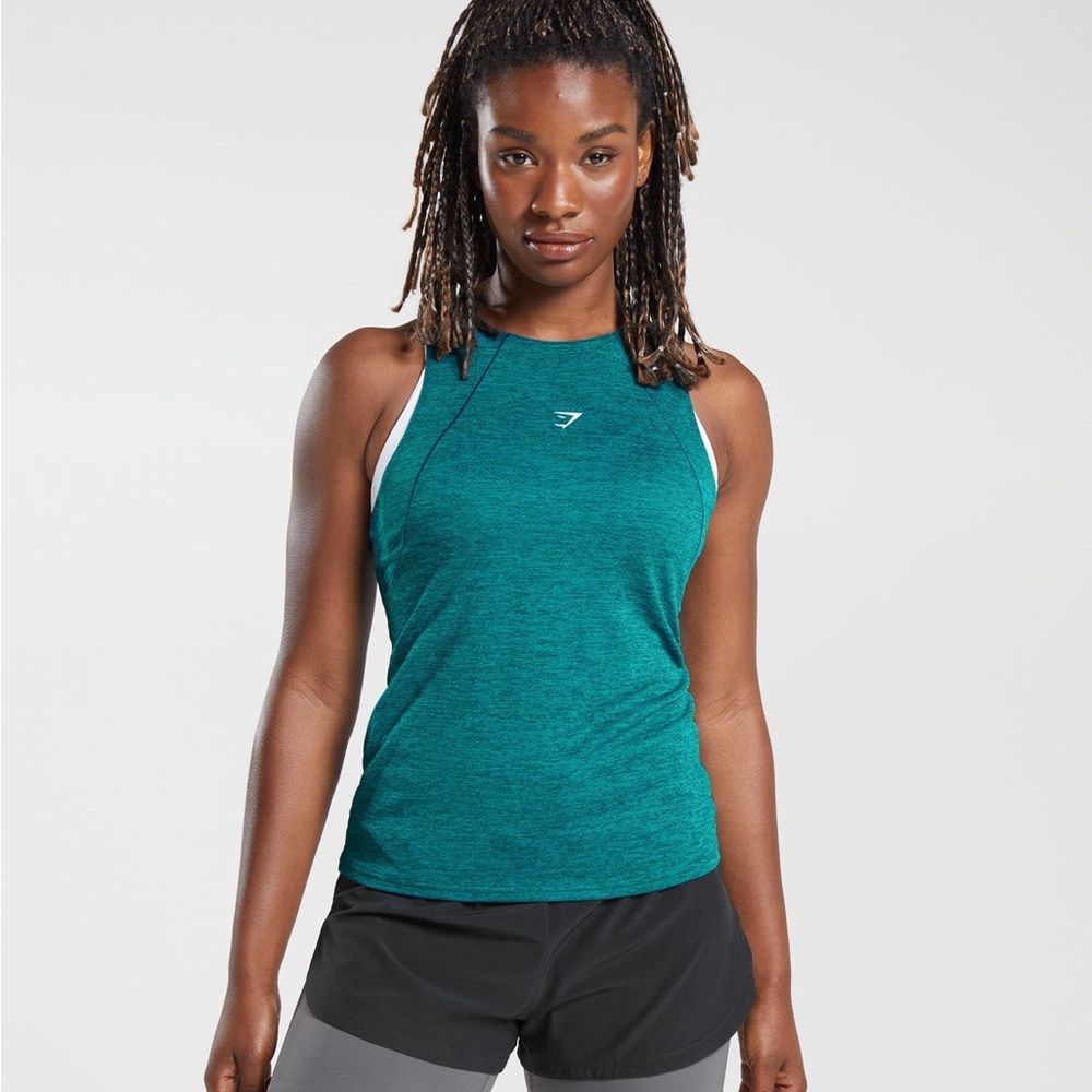 Gymshark Women’s Running Tank Top Teal Seafoam M EUC Racerback Gym Summer Track